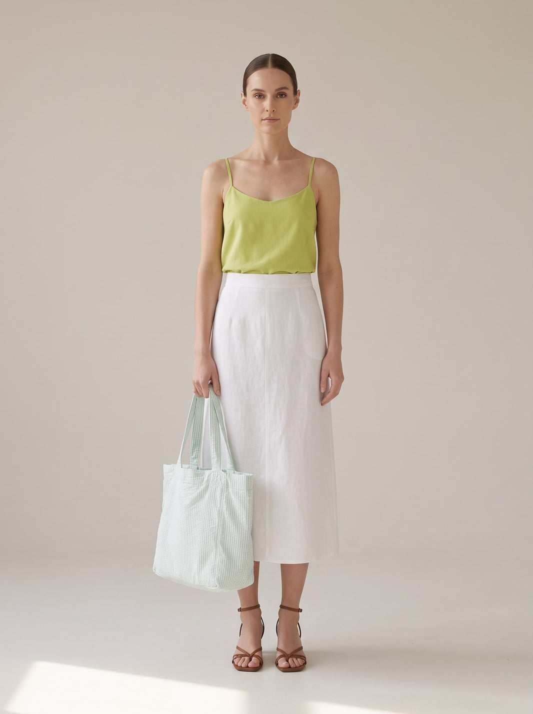 BORSA TOTE SEERSUCKER Menta - indossato - IRONICA