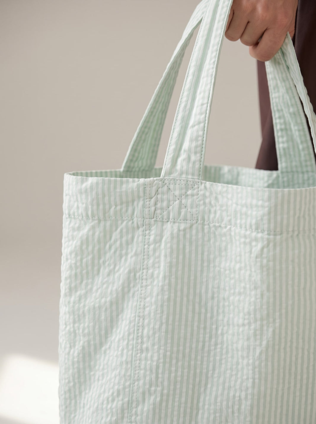 BORSA TOTE SEERSUCKER Menta - dettaglio - IRONICA