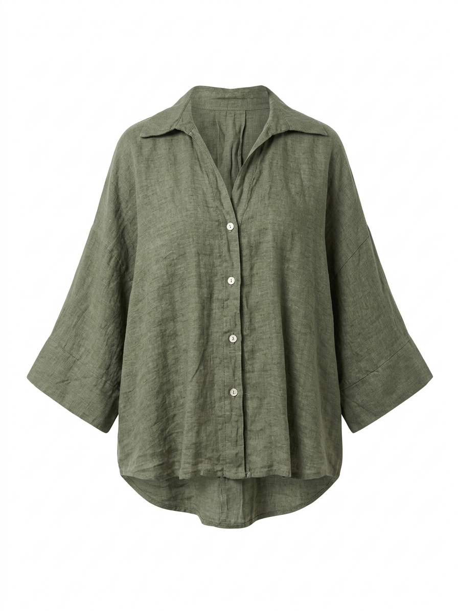 LINEN V-NECK OVERSIZED SHIRT-thumbmail-11