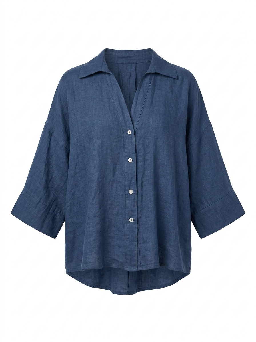 LINEN V-NECK OVERSIZED SHIRT-thumbmail-10