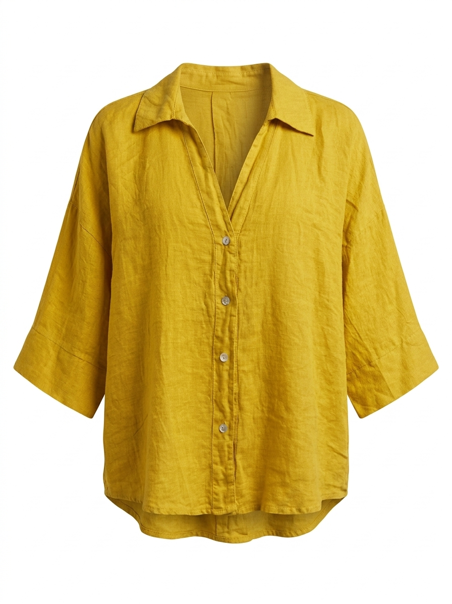 LINEN V-NECK OVERSIZED SHIRT-thumbmail-6
