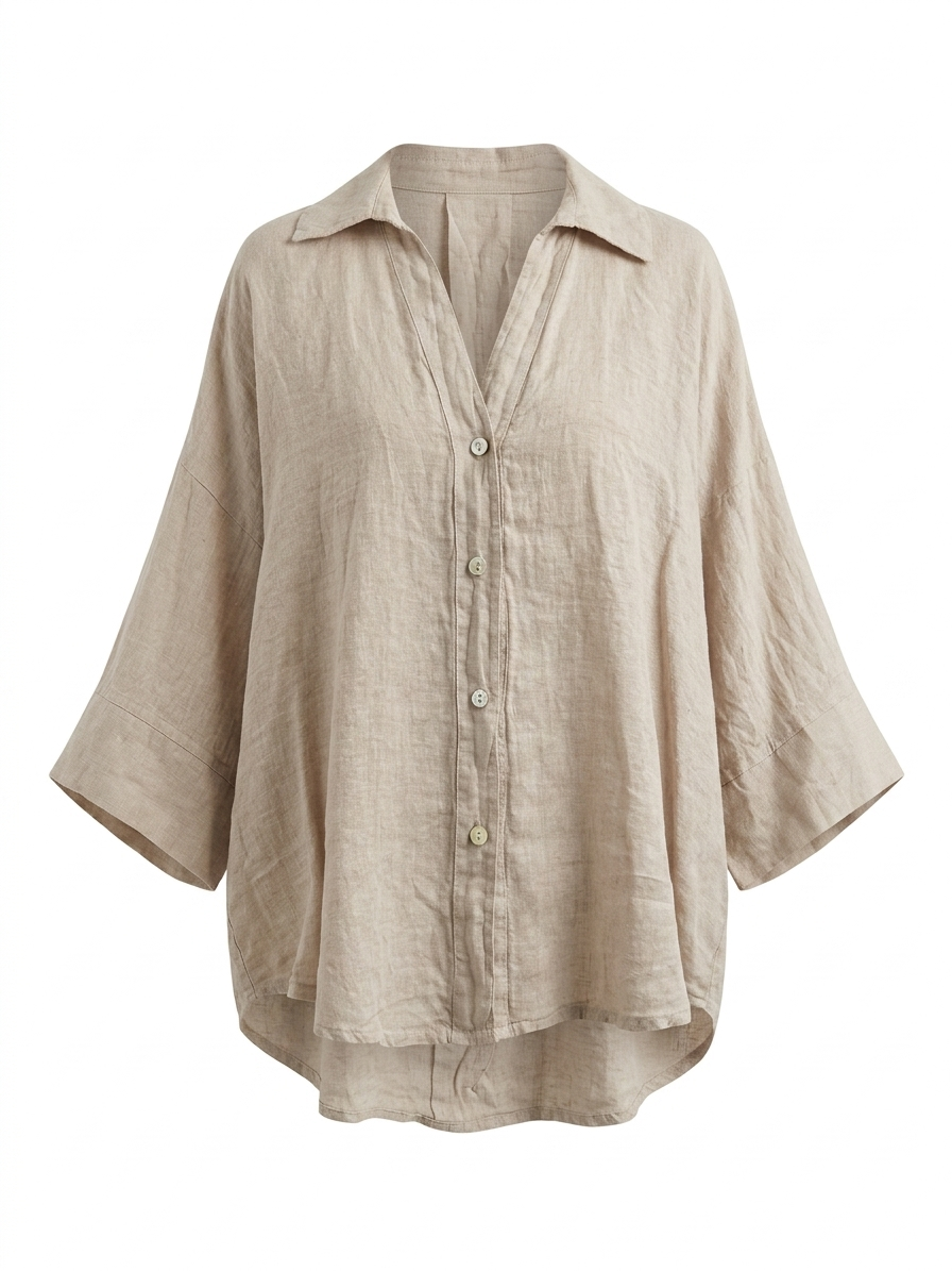 LINEN V-NECK OVERSIZED SHIRT-thumbmail-12