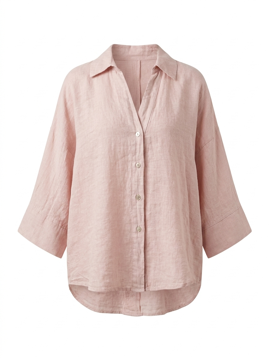 LINEN V-NECK OVERSIZED SHIRT-thumbmail-8