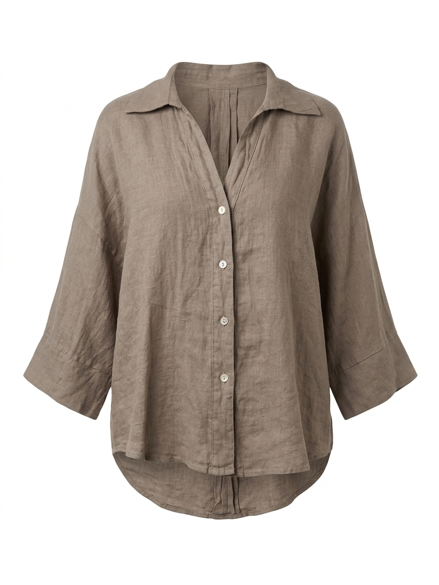 LINEN V-NECK OVERSIZED SHIRT-thumbmail-7