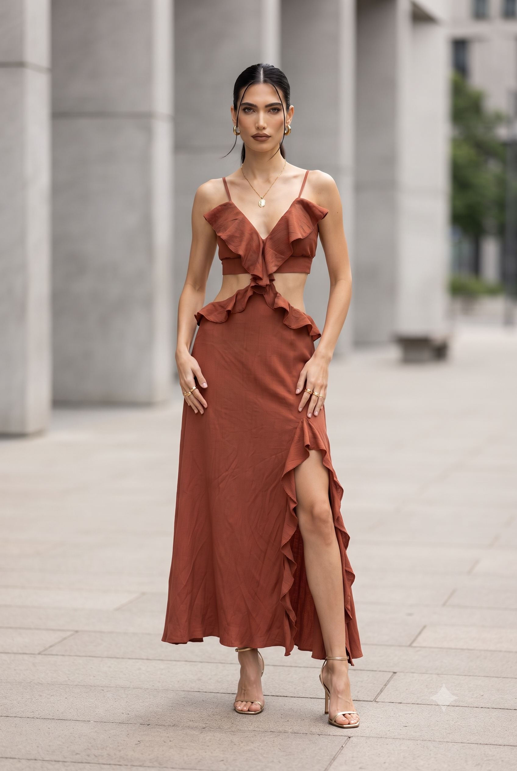 RUFFLED CUT-OUT DRESS-thumbmail-5