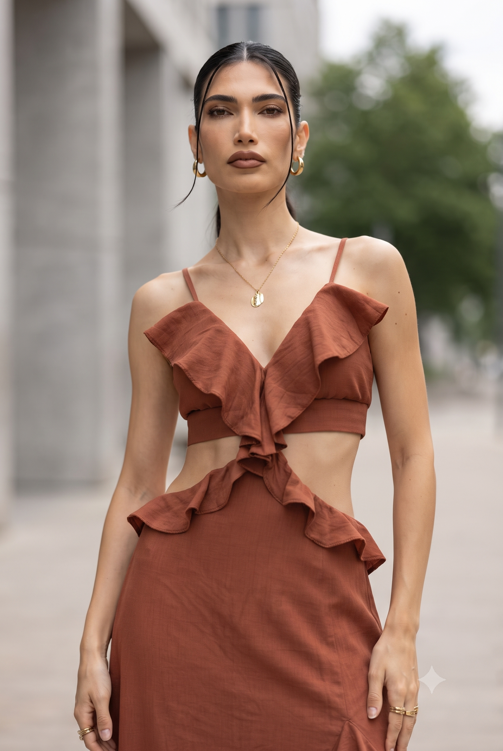 RUFFLED CUT-OUT DRESS-thumbmail-3