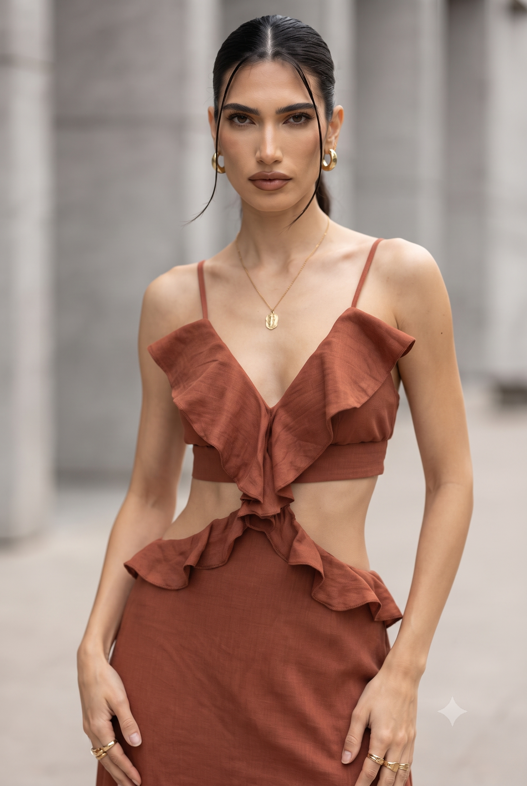 RUFFLED CUT-OUT DRESS-thumbmail-7