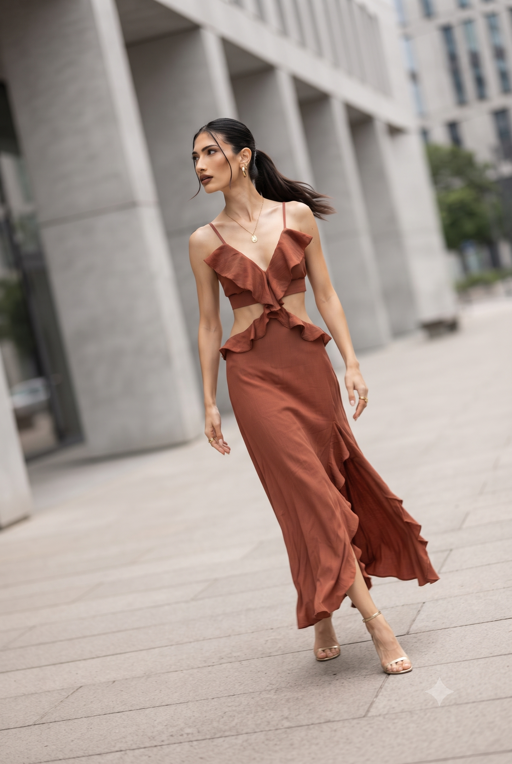 RUFFLED CUT-OUT DRESS-thumbmail-6