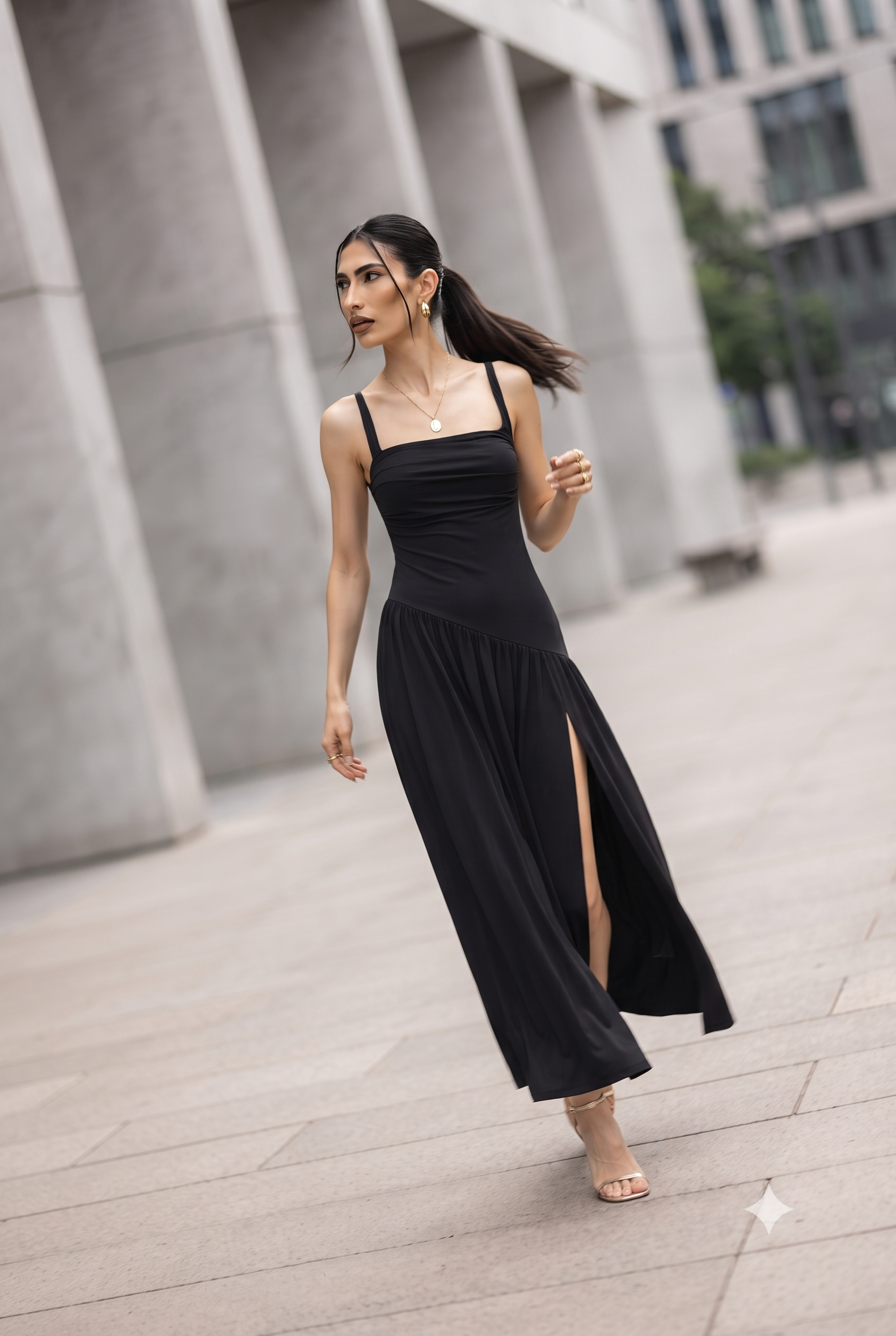 HIGH-SLIT RUCHED MAXI DRESS-thumbmail-1