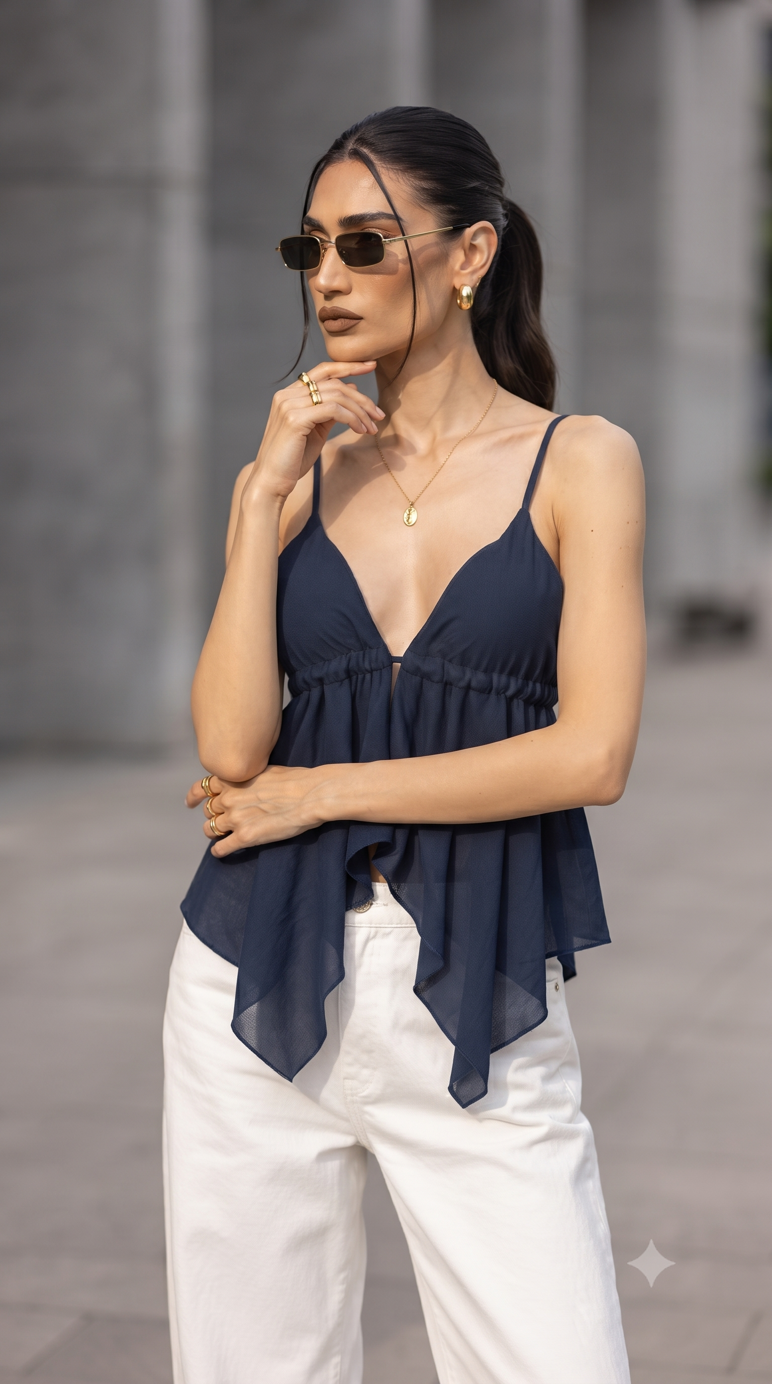 ASYMMETRIC HALTER TOP