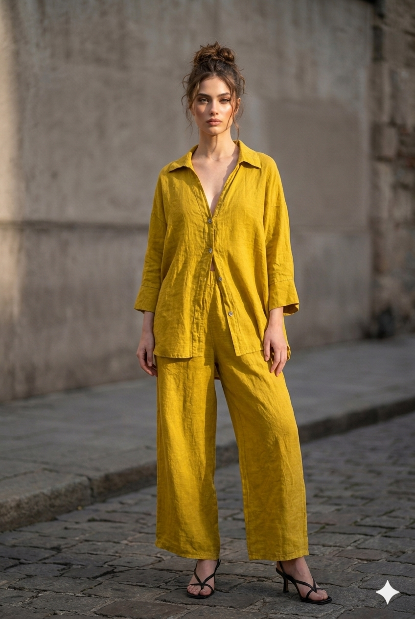 LINEN V-NECK OVERSIZED SHIRT-thumbmail-3