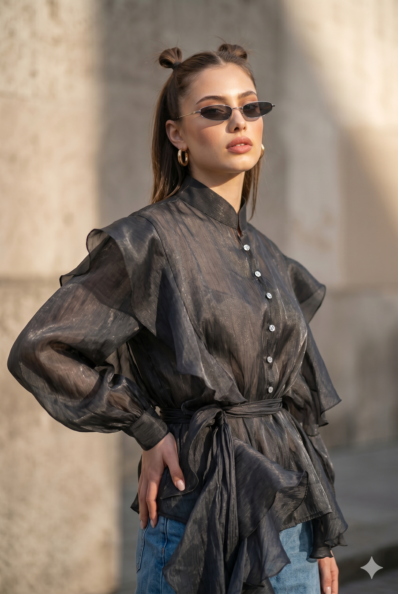 ETHERIAL ROUCHE BLOUSE