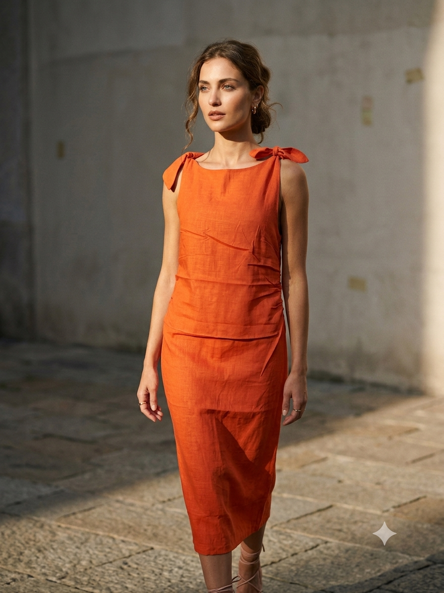 KNOT-STRAP RUCHED DRESS-thumbmail-2