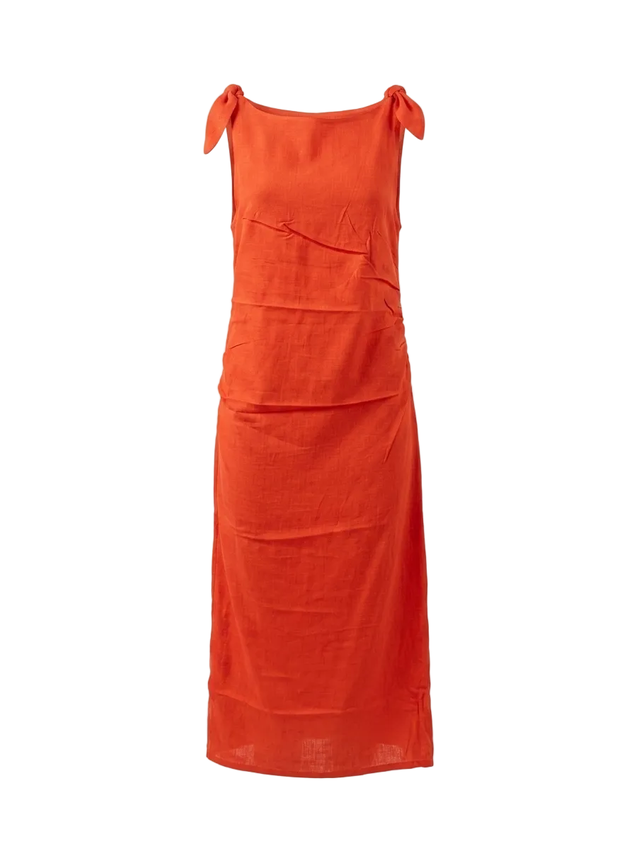 KNOT-STRAP RUCHED DRESS-thumbmail-6