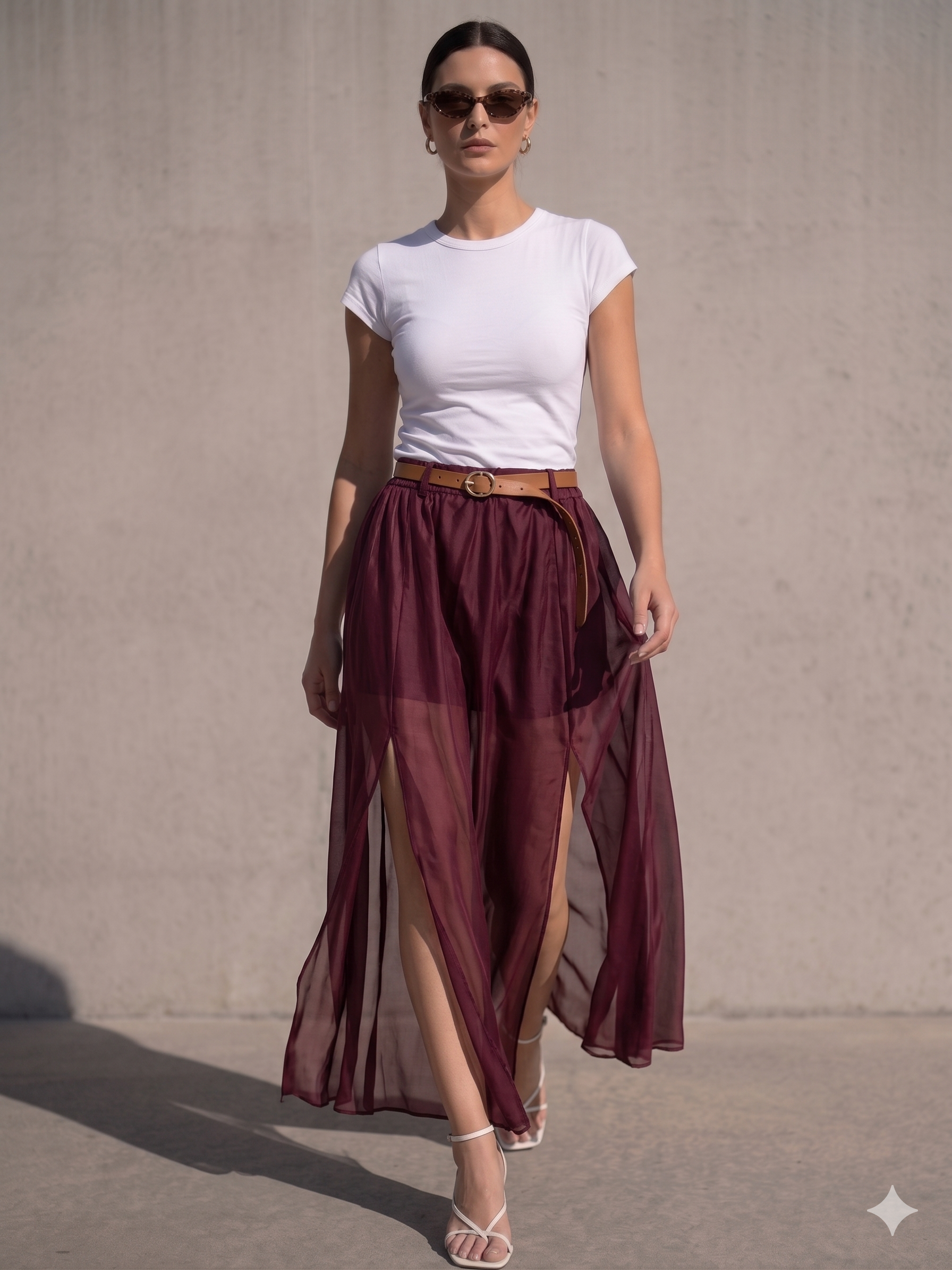 BELTED TENCEL SKIRT-thumbmail-1