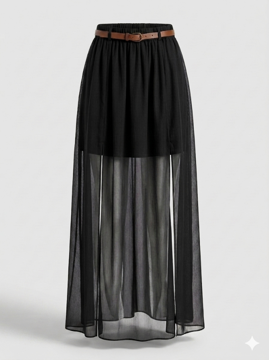 BELTED TENCEL SKIRT-thumbmail-4