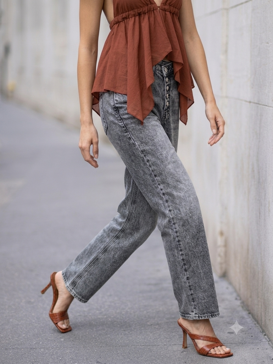 ASYMMETRIC BUTTON GREY JEANS-thumbmail-2