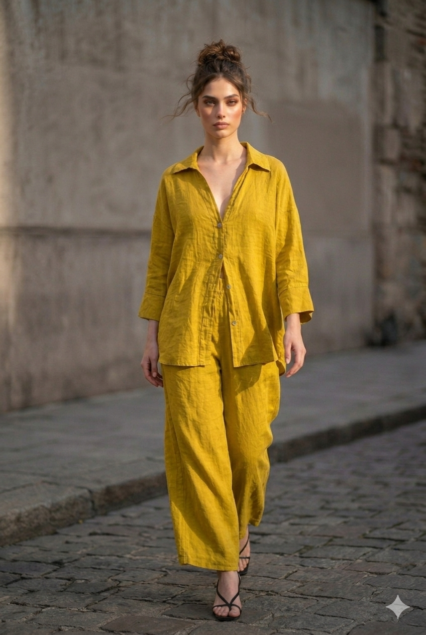 LINEN V-NECK OVERSIZED SHIRT-thumbmail-4