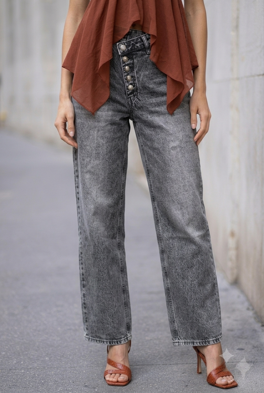 ASYMMETRIC BUTTON GREY JEANS-thumbmail-5