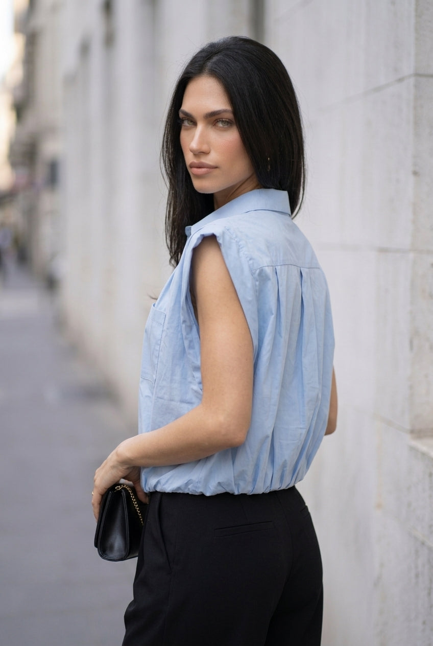 BUBBLE HEM SLEEVELESS SHIRT-thumbmail-2