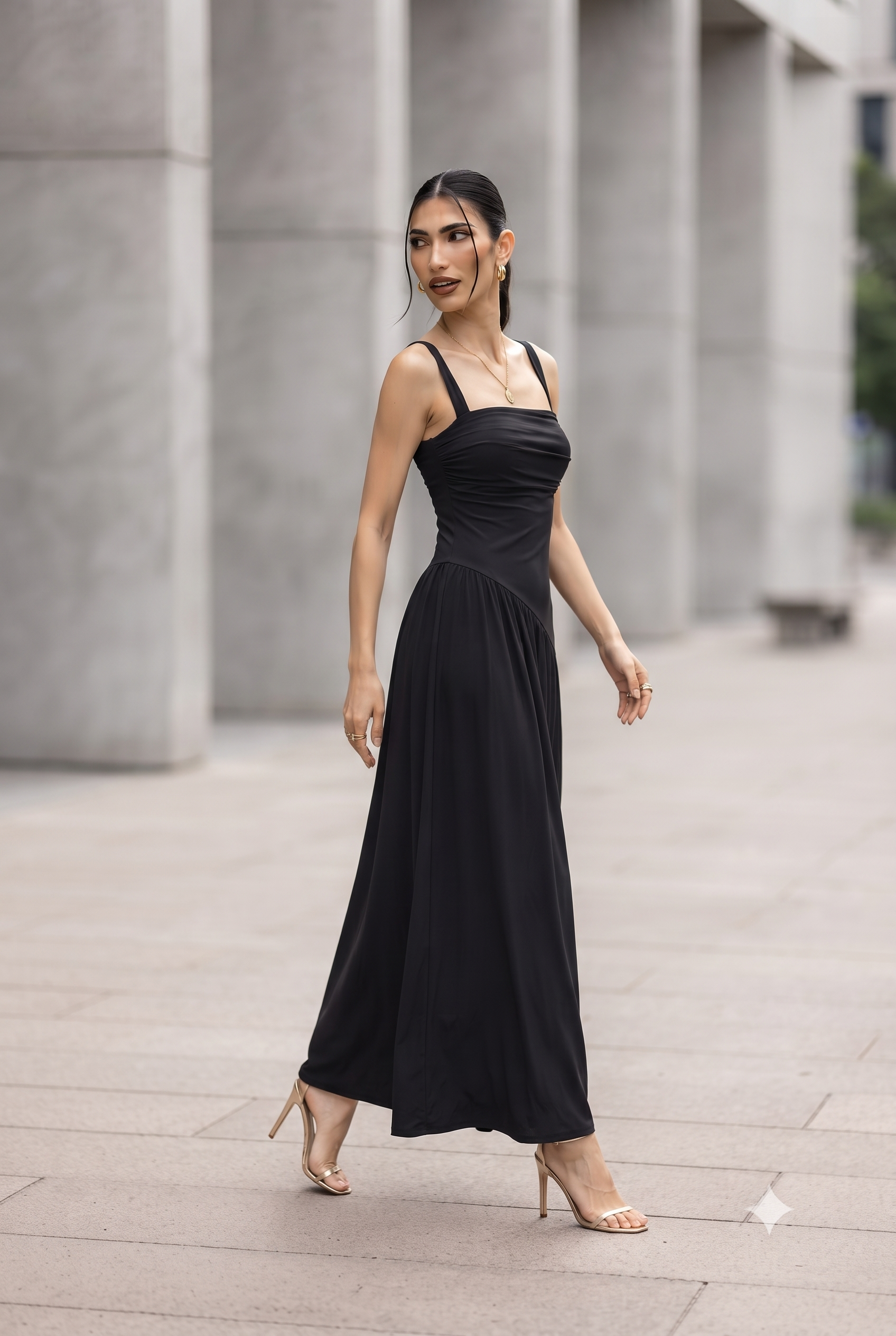 HIGH-SLIT RUCHED MAXI DRESS-thumbmail-4