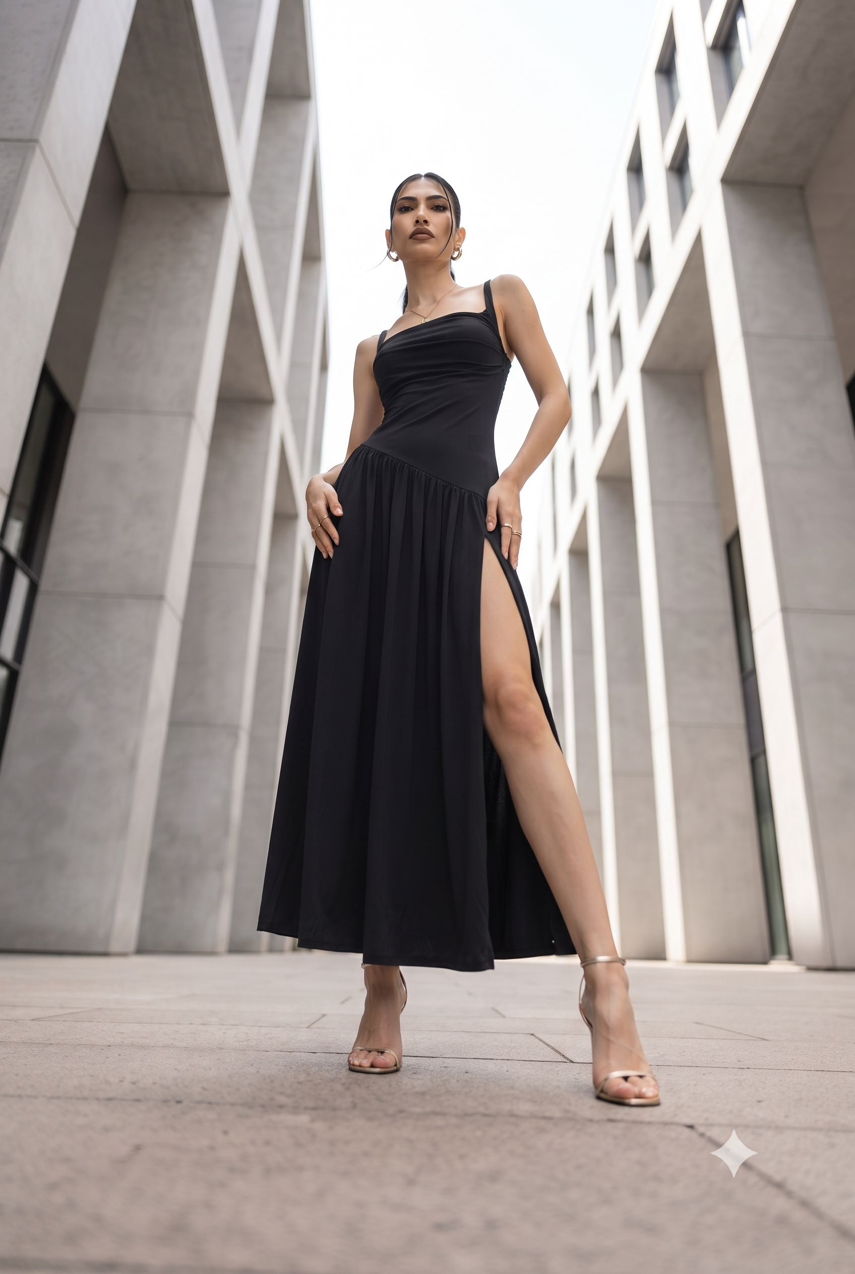 HIGH-SLIT RUCHED MAXI DRESS-thumbmail-2