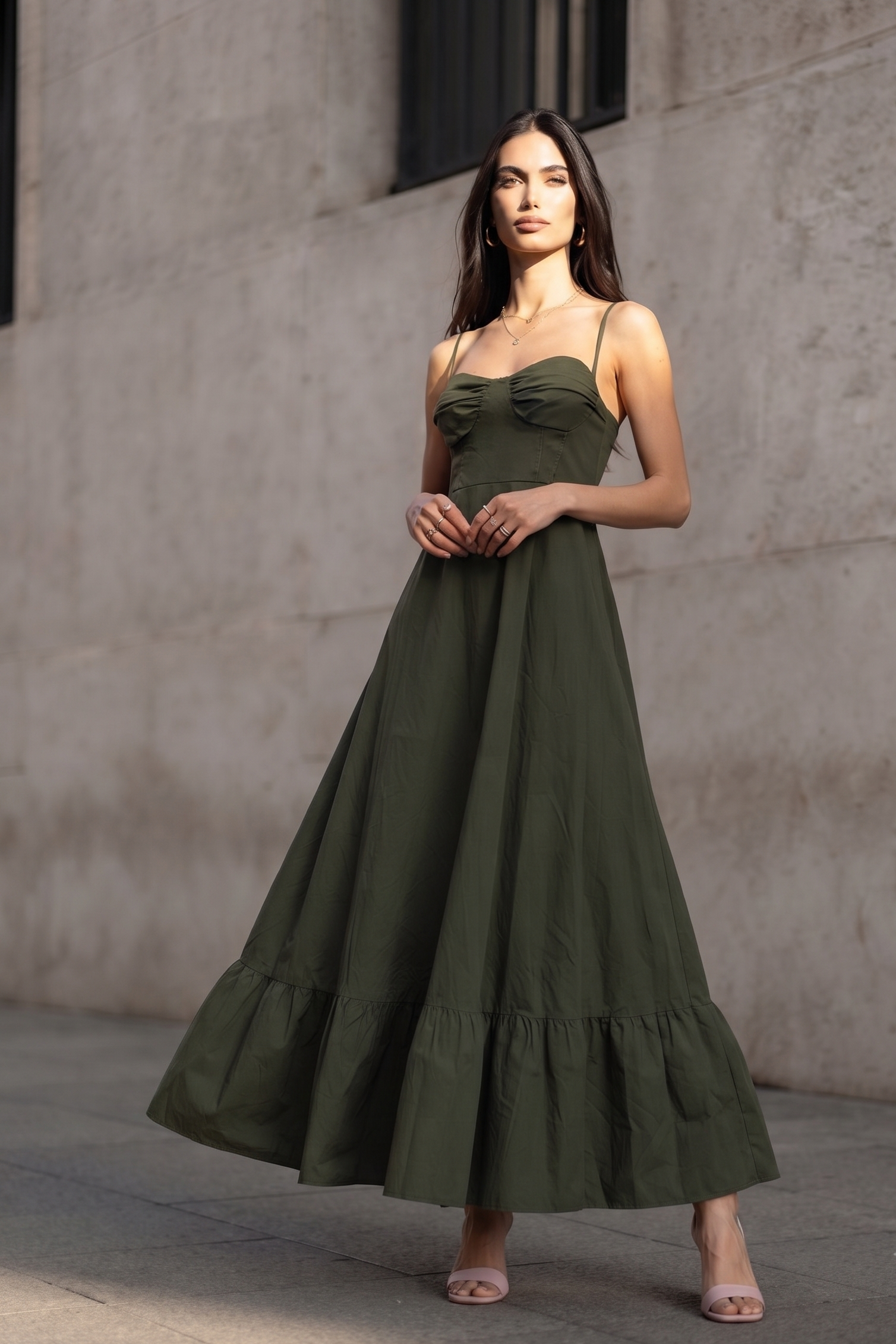 FLOUNCE HEM BUSTIER DRESS