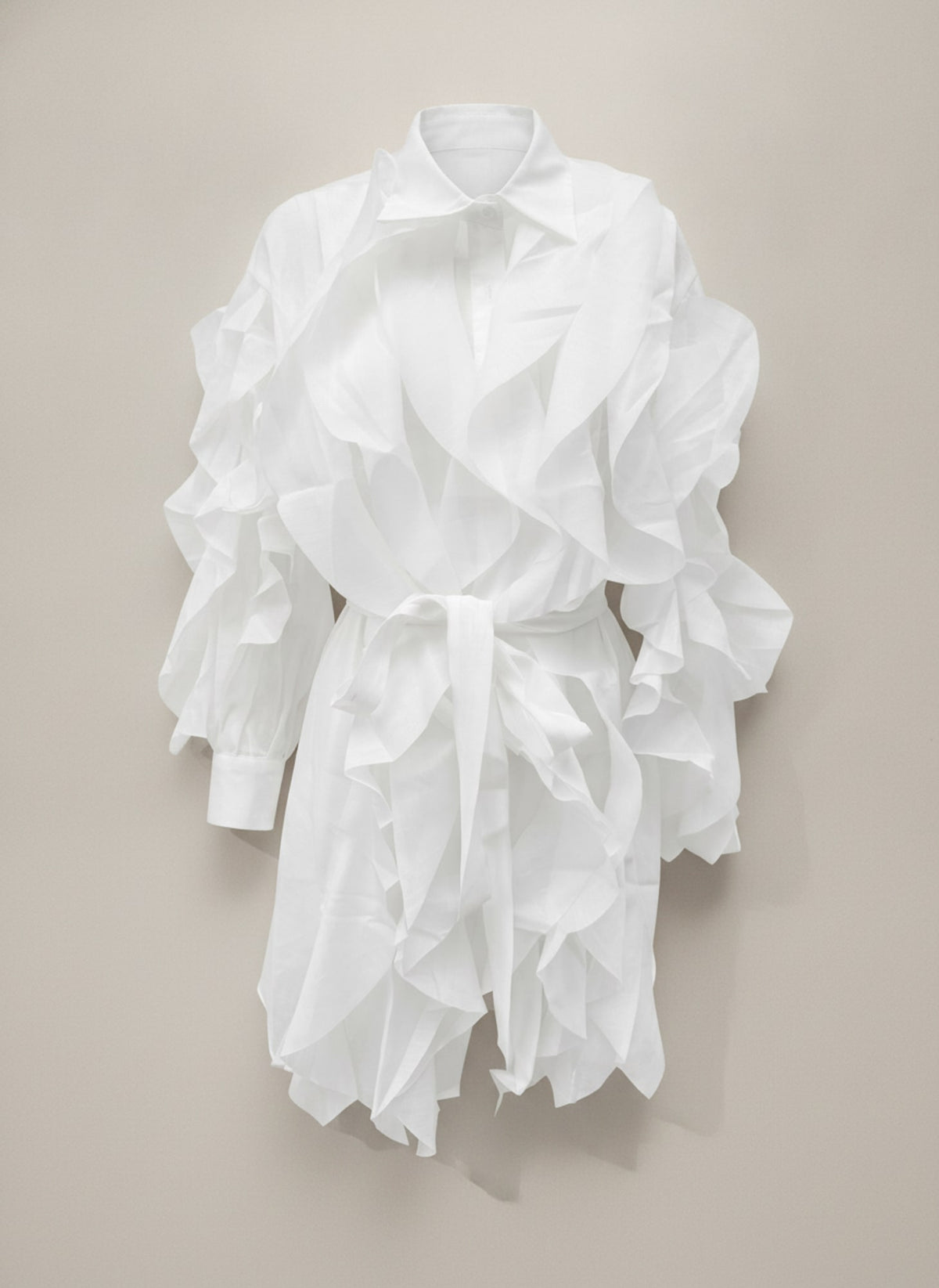 ABITO CORTO IN ORGANZA CON ROUCHES Bianco - still life - IRONICA