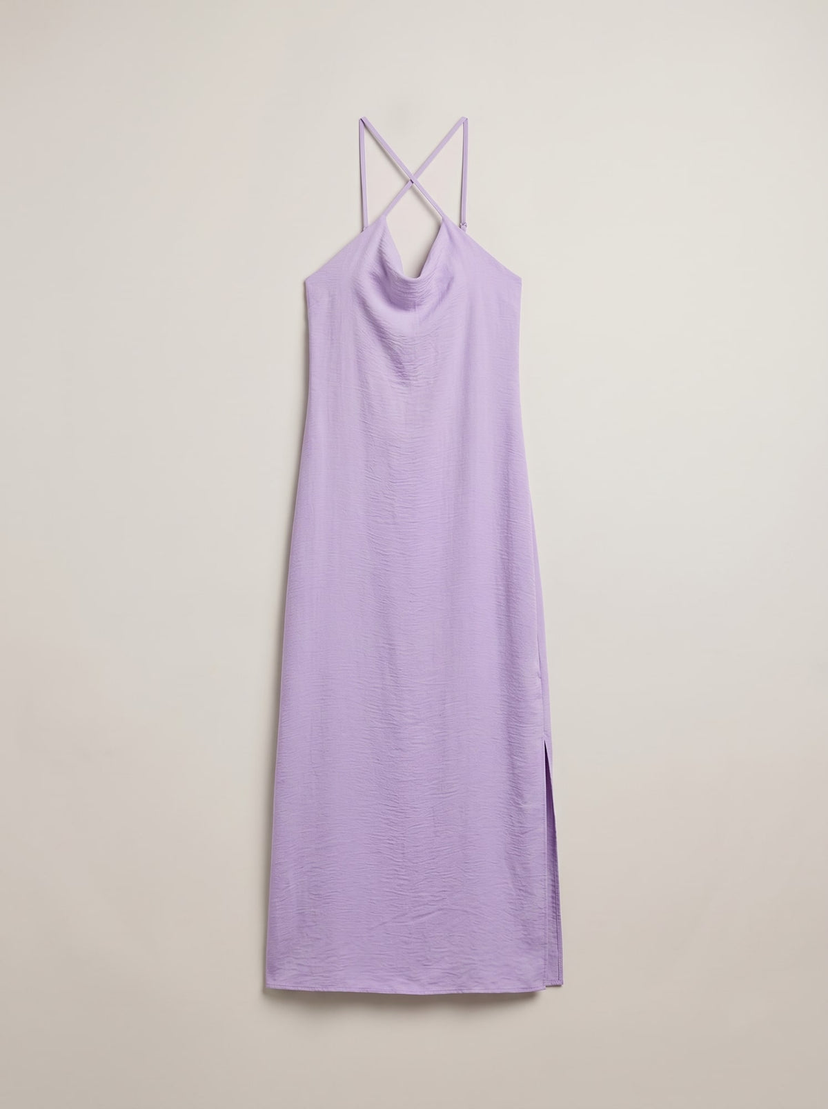 ABITO LUNGO GOFFRATO SCOLLO HALTER Lilla - still life - IRONICA