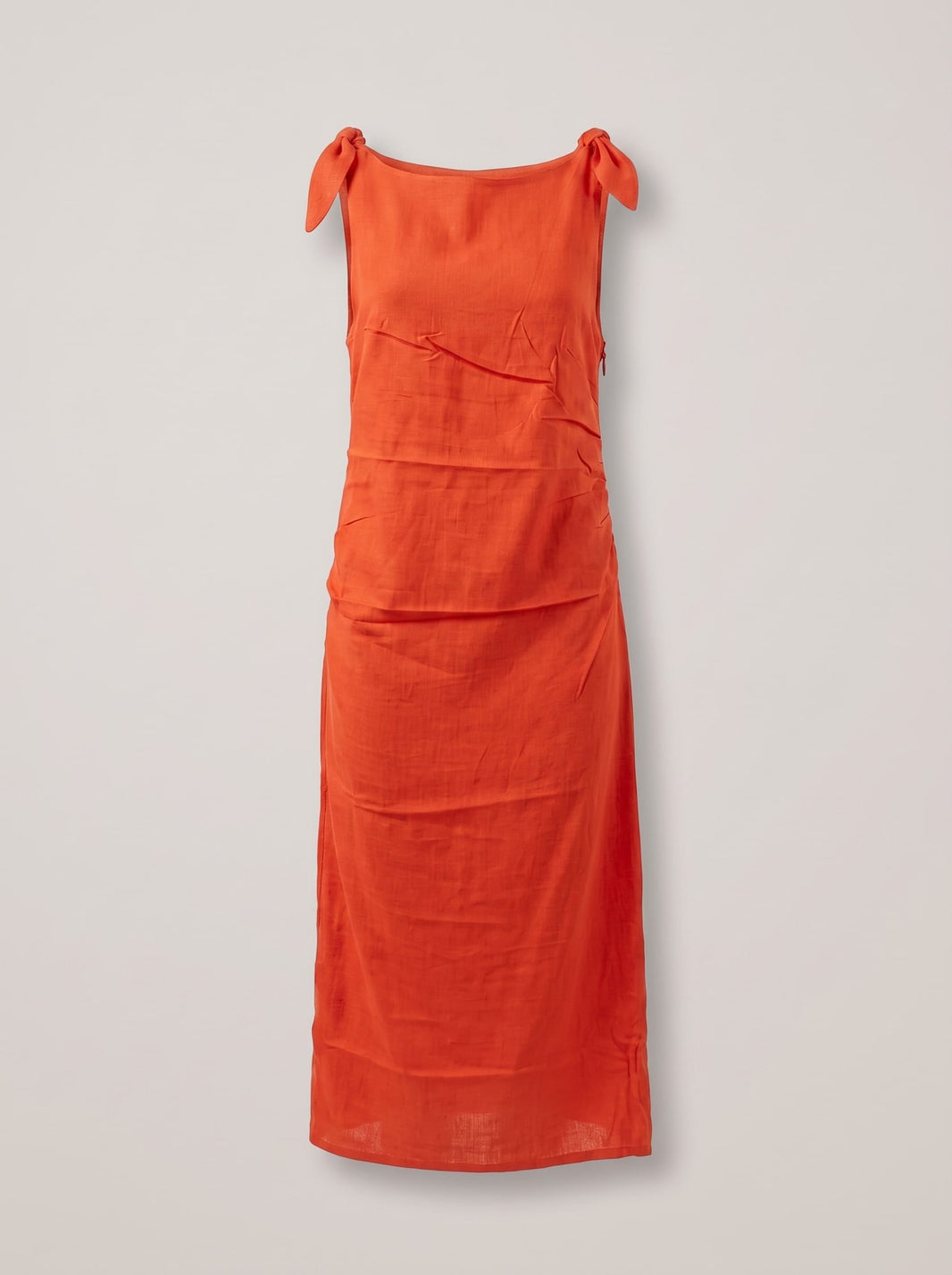 ABITO MIDI CON DRAPPEGGI E SPALLINE ANNODATE Papavero - still life - IRONICA