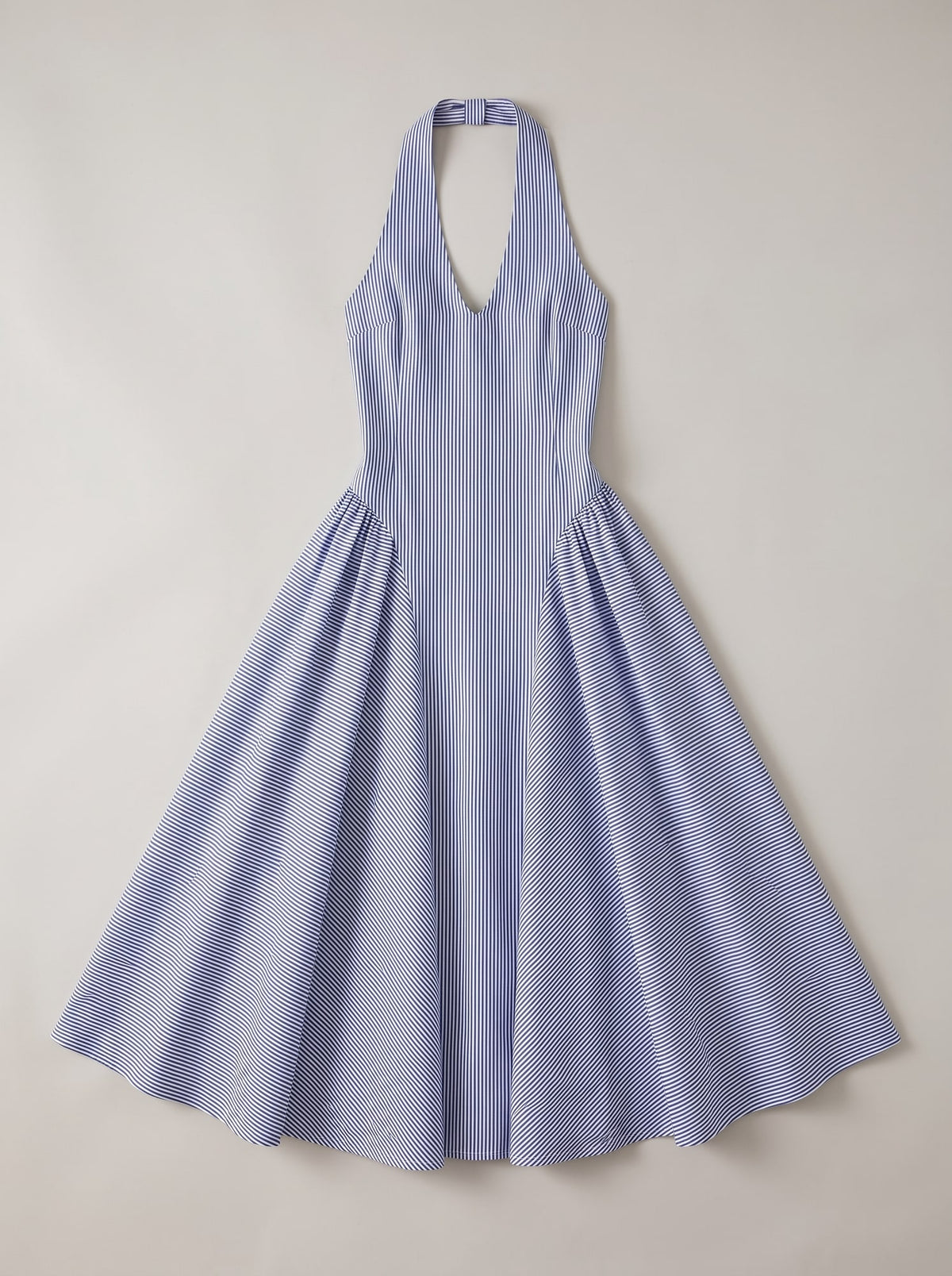 ABITO MIDI HALTER A RIGHE Blu - still life - IRONICA