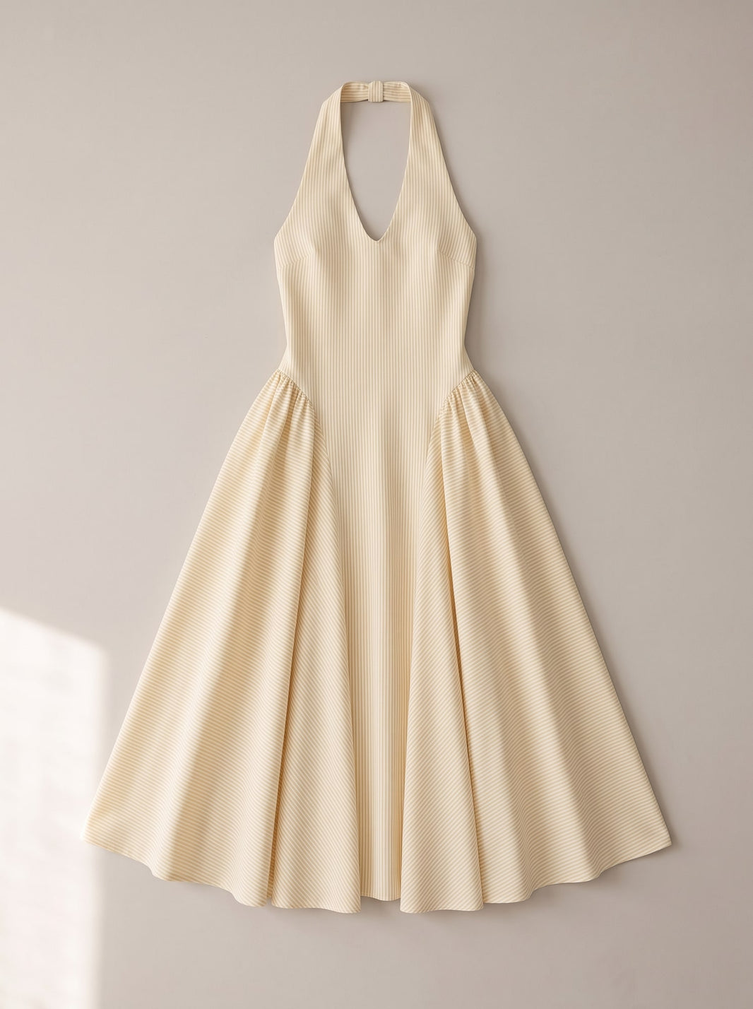 ABITO MIDI HALTER A RIGHE Giallo - still life - IRONICA