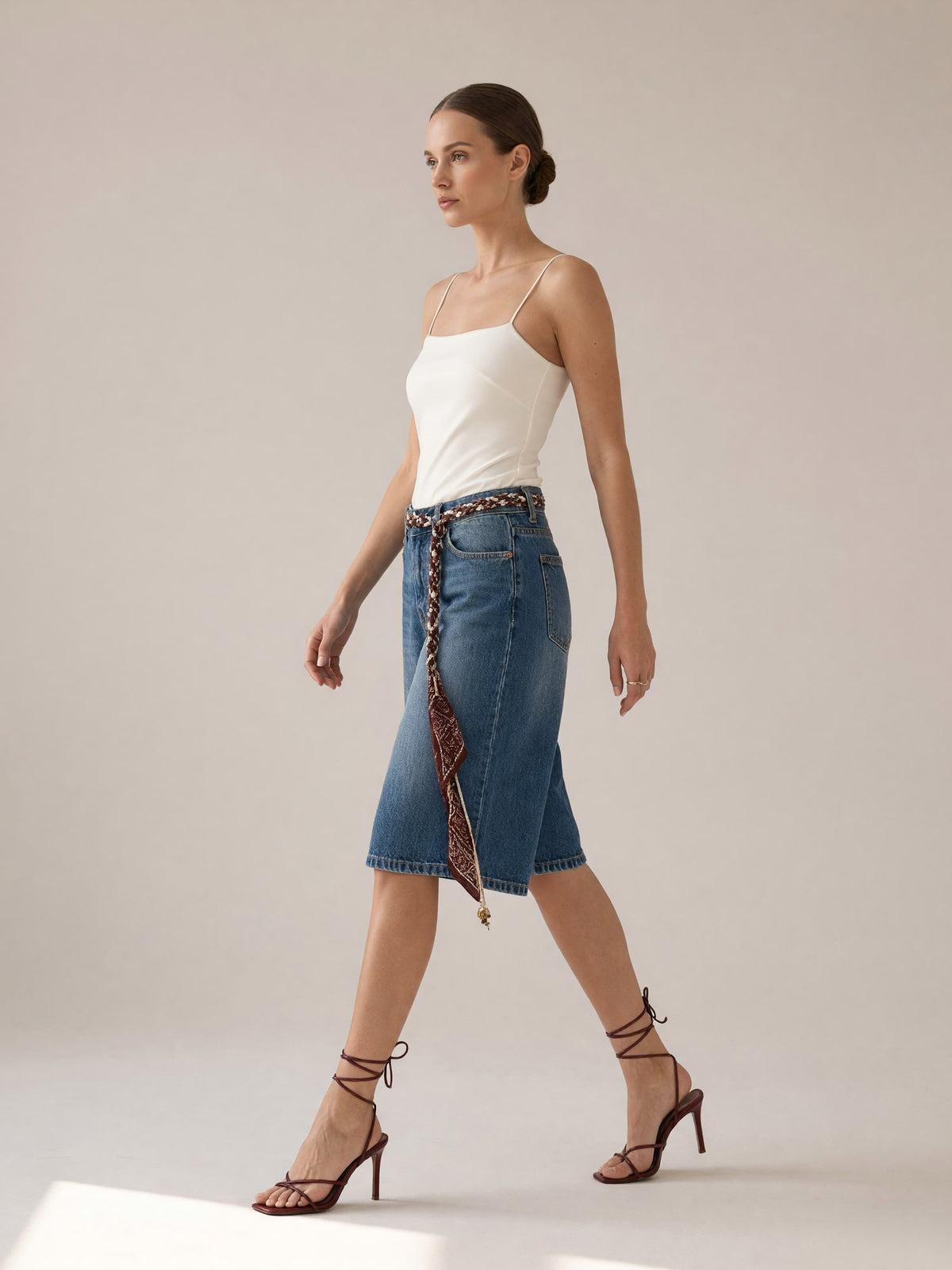 BERMUDA IN DENIM BAGGY CON CINTURA Denim - in movimento - IRONICA