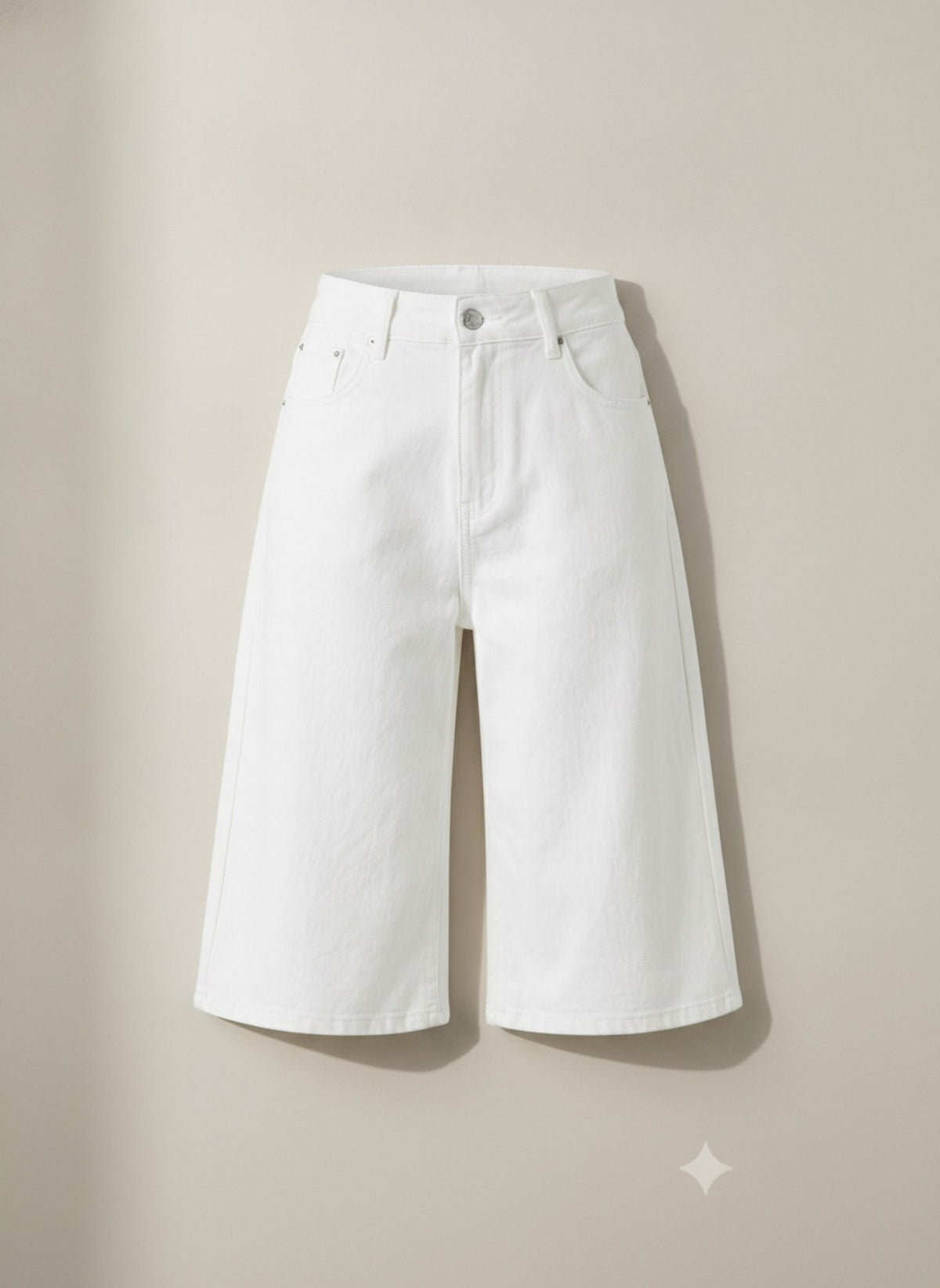 BERMUDA IN DENIM WIDE LEG Bianco - still life - IRONICA