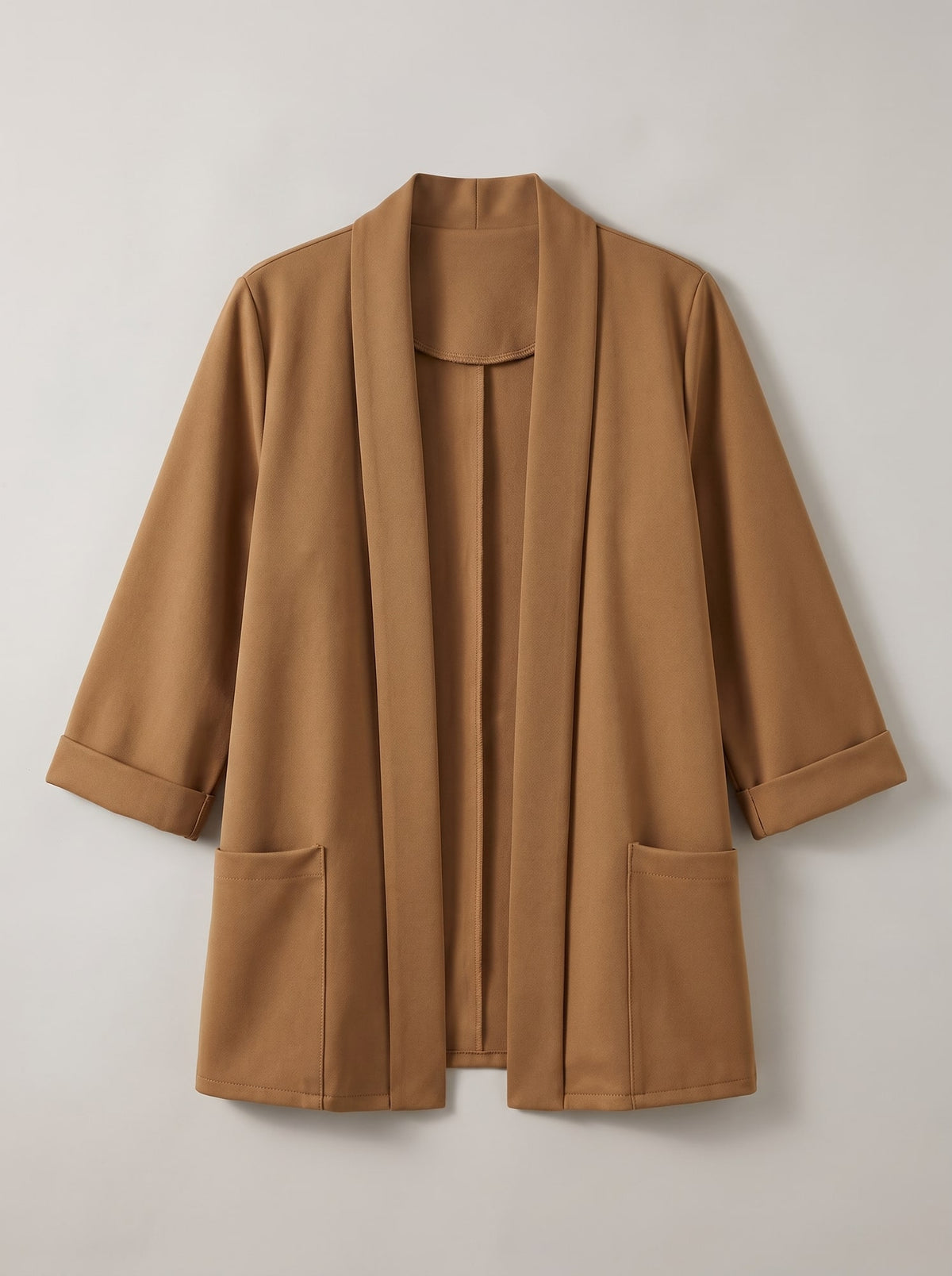 BLAZER APERTO CON COLLO A SCIALLE Cammello - still life - IRONICA