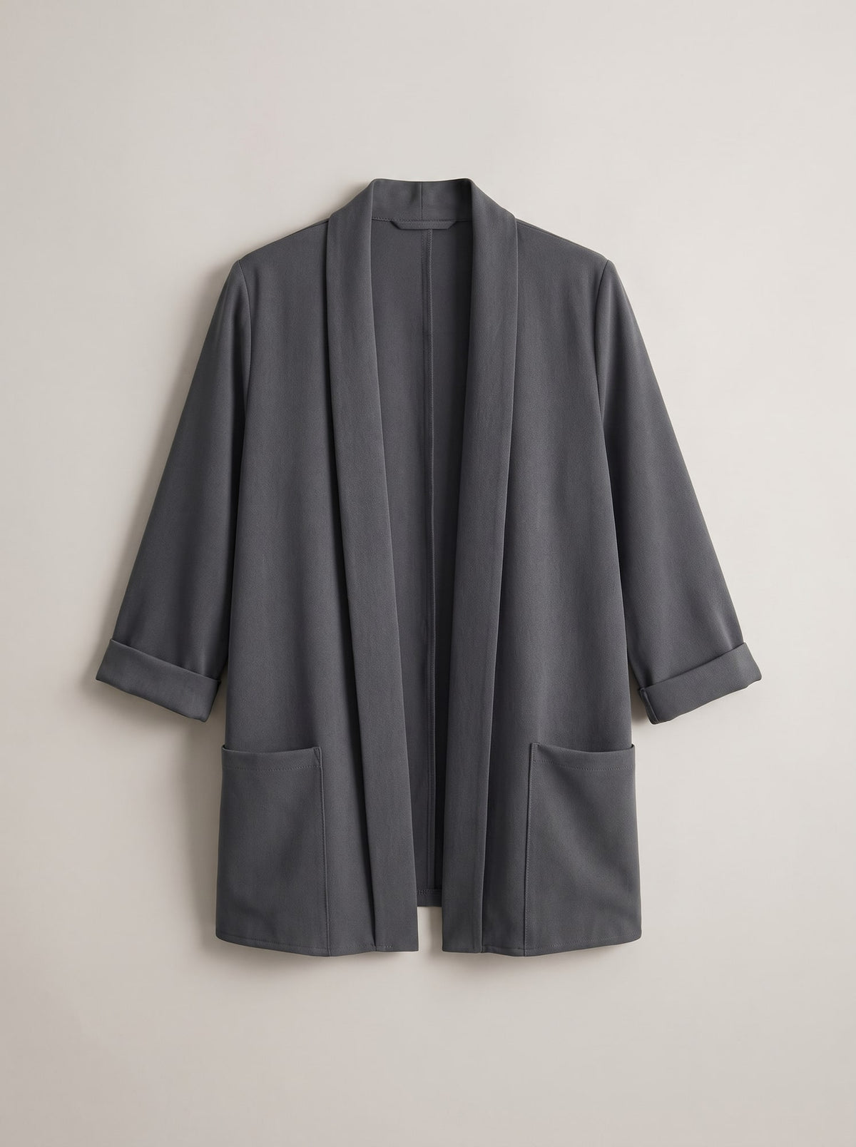 BLAZER APERTO CON COLLO A SCIALLE Grigio Scuro - still life - IRONICA