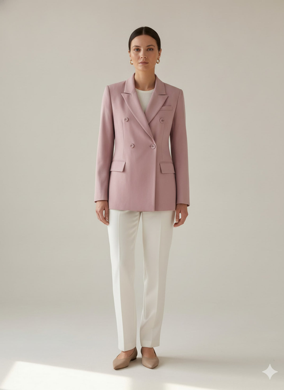 BLAZER DOPPIOPETTO ASIMMETRICO Rosa - indossato - IRONICA