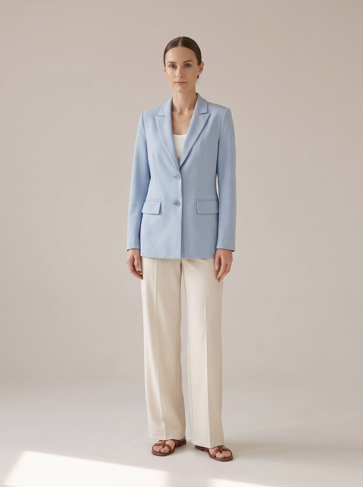 BLAZER SARTORIALE CON BOTTONI Celeste - indossato - IRONICA