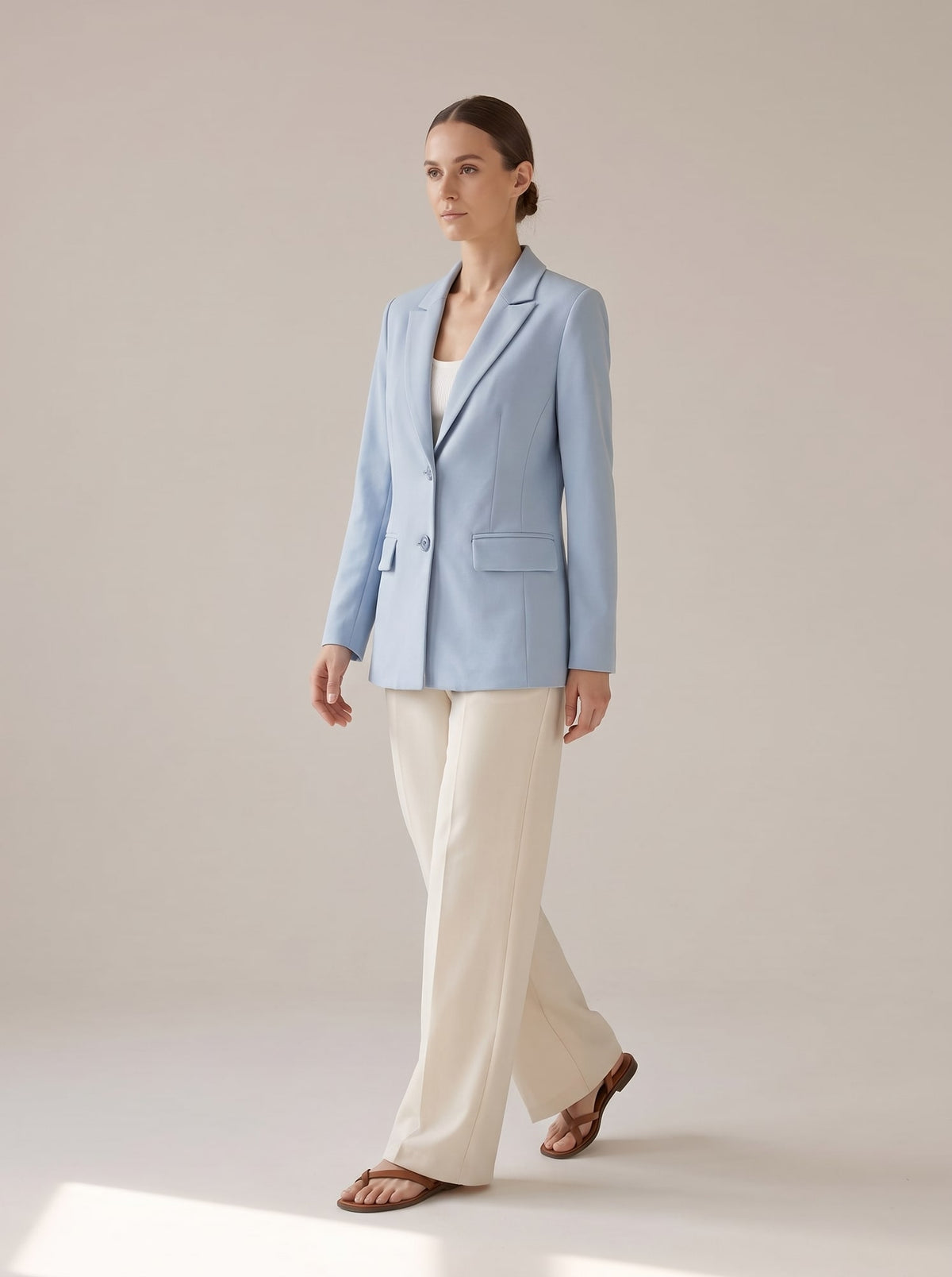 BLAZER SARTORIALE CON BOTTONI Celeste - in movimento - IRONICA