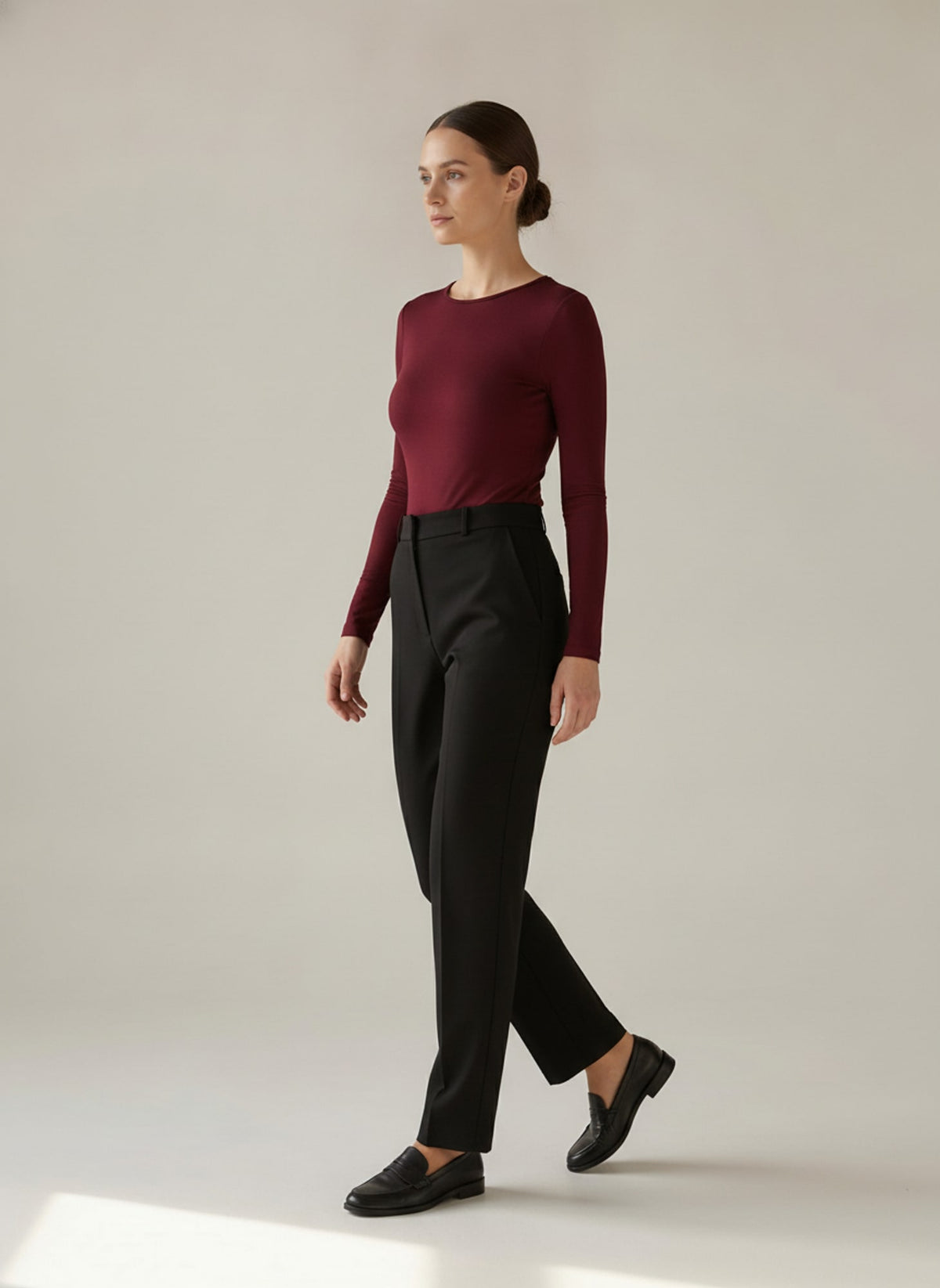BODY A MANICHE LUNGHE GIROCOLLO Bordeaux - in movimento - IRONICA