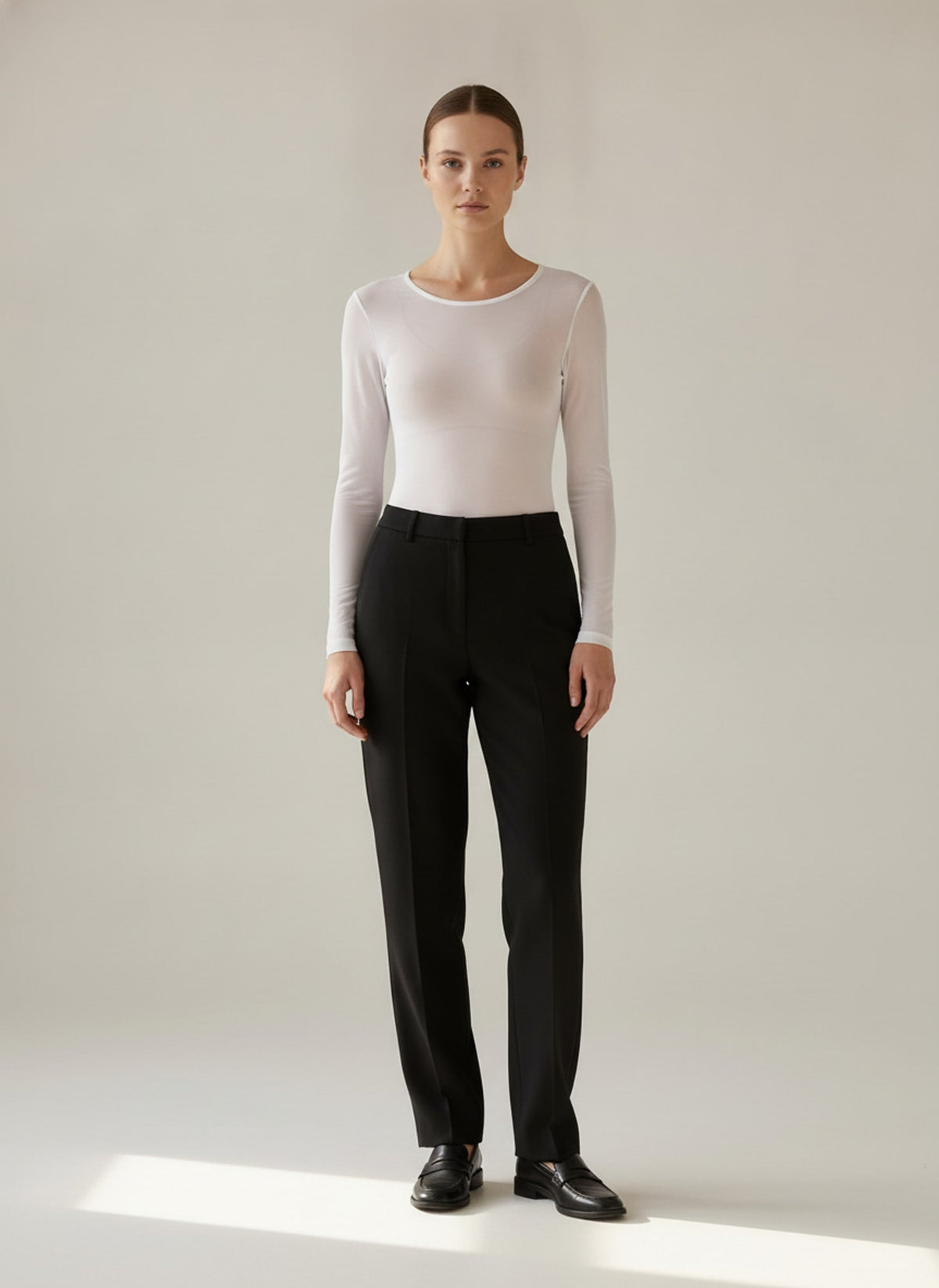 BODY IN TULLE A MANICHE LUNGHE Bianco - indossato - IRONICA