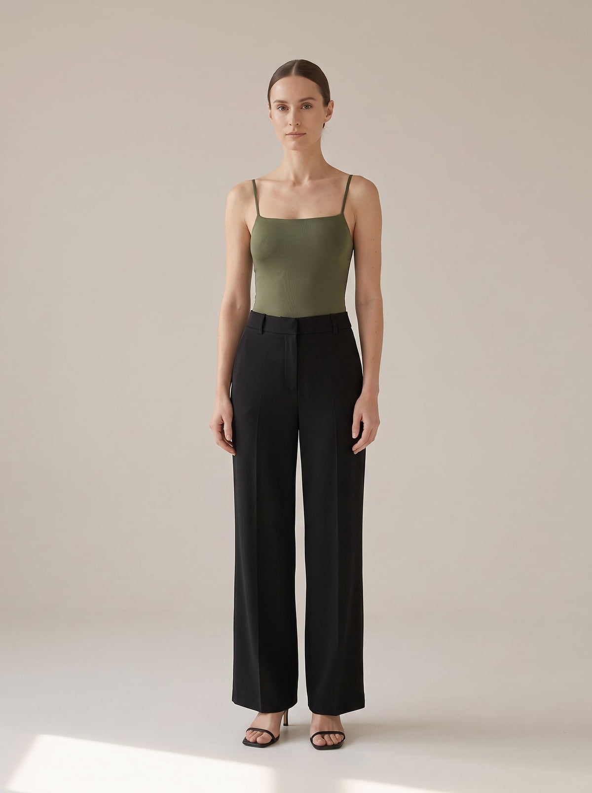 BODY SATINATO CON BRETELLE Militare - indossato - IRONICA