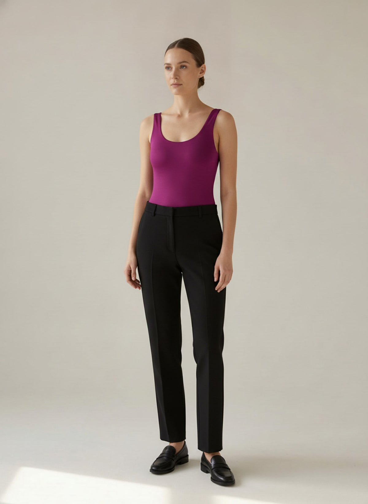 BODY SENZA MANICHE SCOLLO TONDO Magenta - indossato - IRONICA