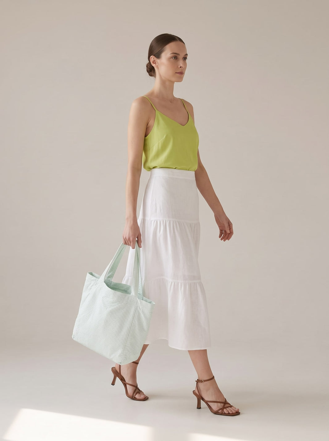 BORSA TOTE SEERSUCKER Menta - in movimento - IRONICA