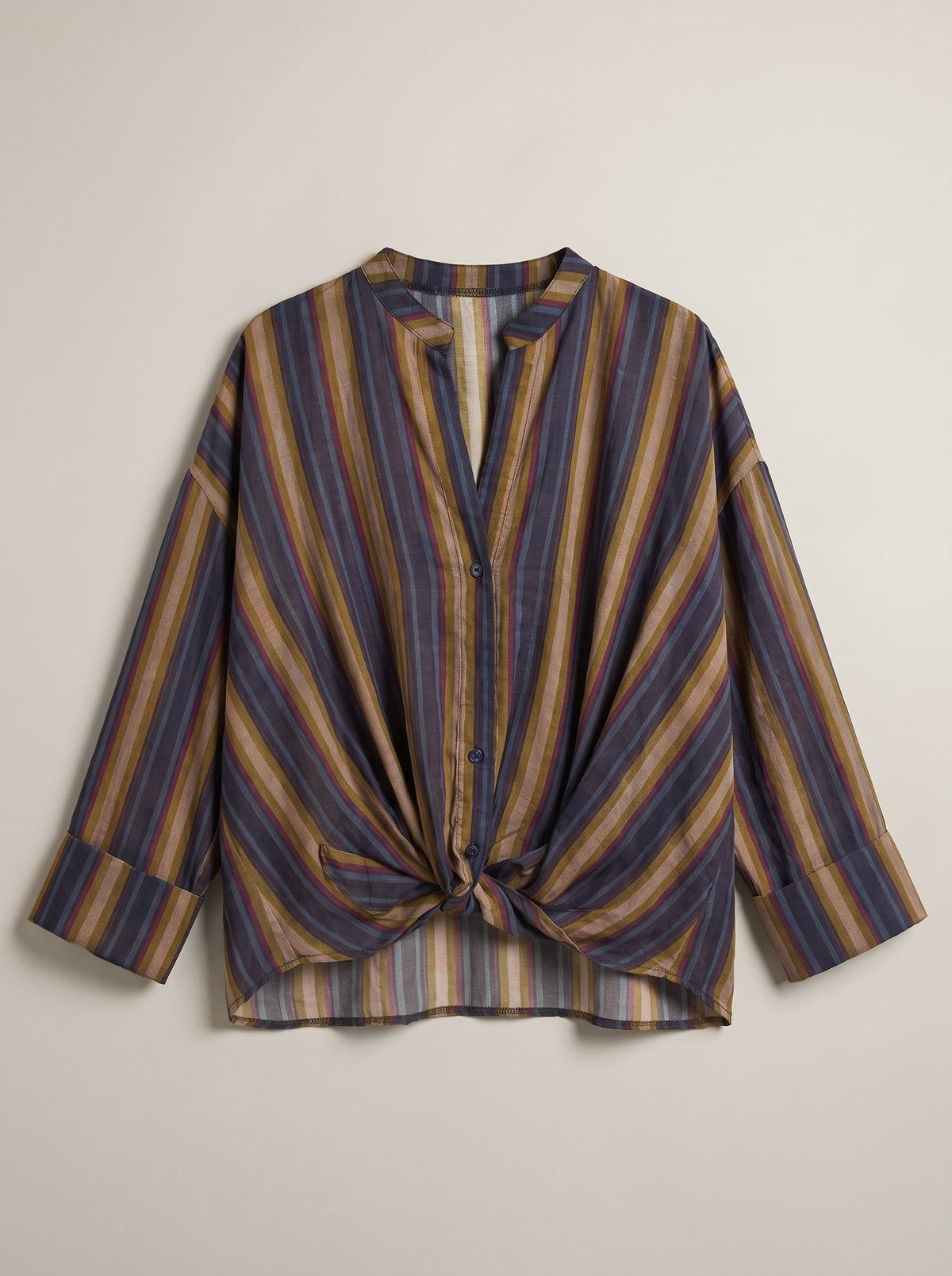 CAMICIA A RIGHE CON NODO Blu - still life - IRONICA