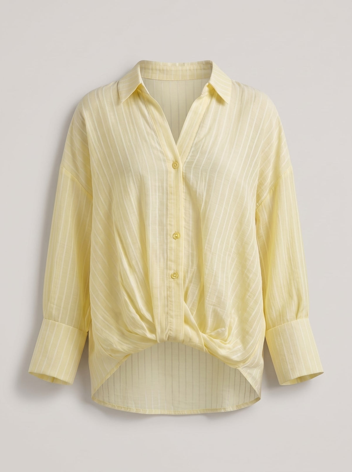 CAMICIA A RIGHE CON NODO Giallo - still life - IRONICA