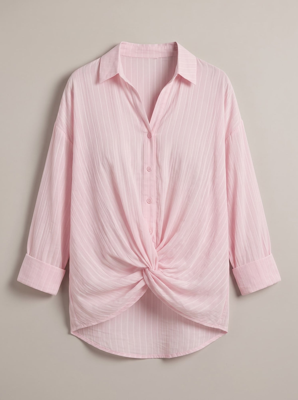 CAMICIA A RIGHE CON NODO Rosa - still life - IRONICA
