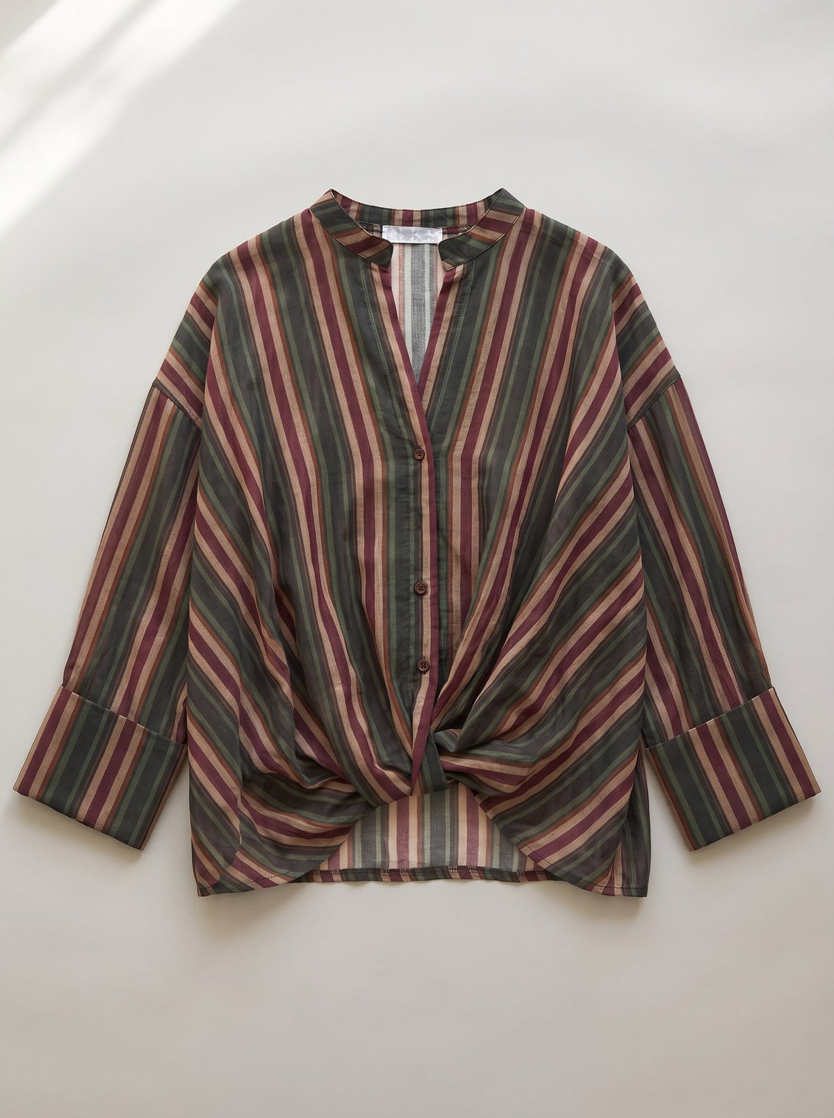 CAMICIA A RIGHE CON NODO Verde - still life - IRONICA