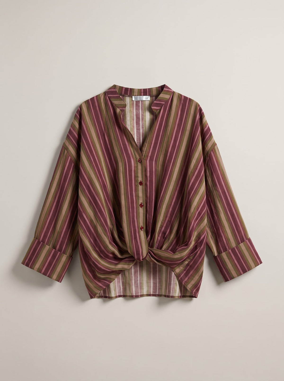 CAMICIA A RIGHE CON NODO Vino - still life - IRONICA