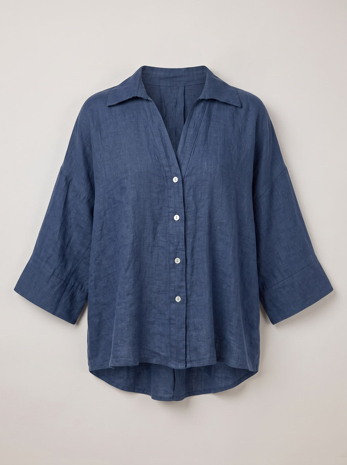 CAMICIA OVERSIZE IN LINO Blu - still life - IRONICA